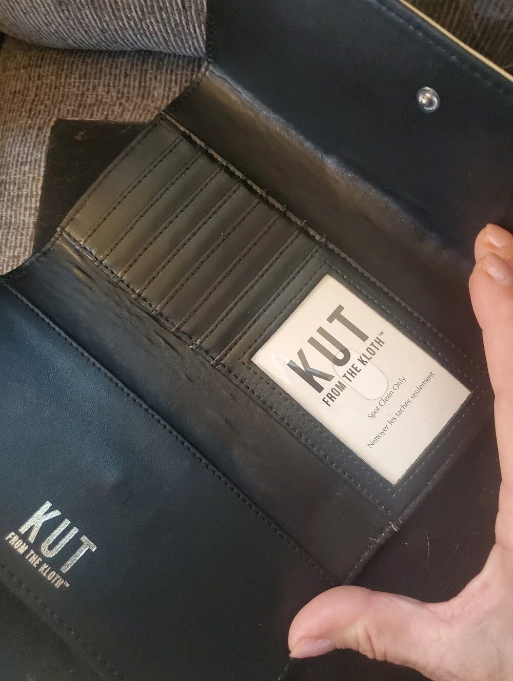 NWOT KUT FROM THE KLOTH BLACK AND WHITE STRIPE  VEGAN LEATHER WOMEN'S WALLET